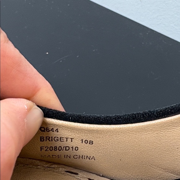 Coach Brigett suede logo stitched platform pumps heels stiletto black 10B - Picture 10 of 16